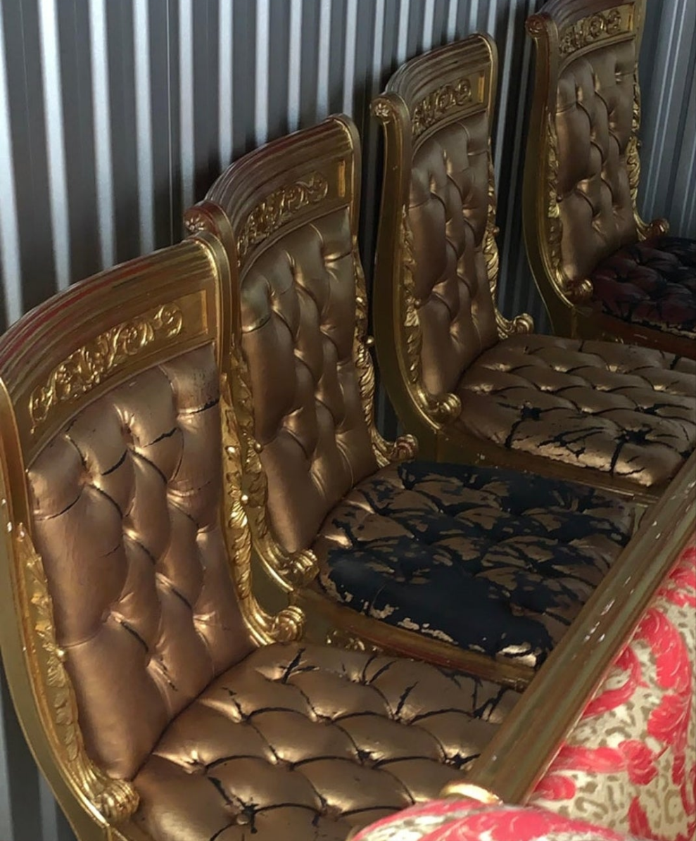 Versace Original Vanitas Gilt Dining Chair Set of 6, Gianni Versace, 1994