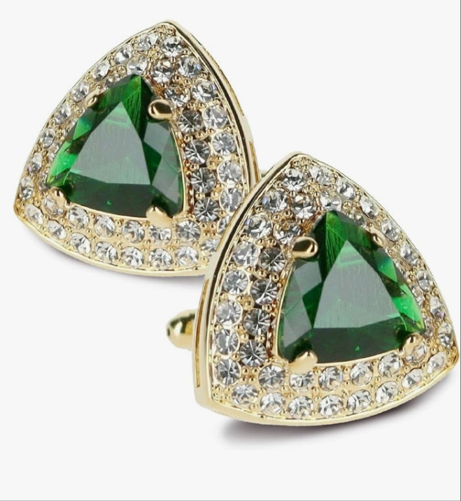 Triangular Crystal Diamond Set Cuff Links