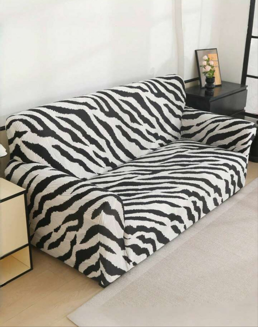 1pc Zebra Print Sofa Slipcover, Stretch & Simple Design For All Seasons, Sofa Protective Cover For Home Decor