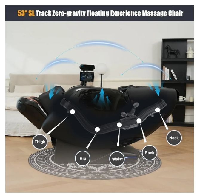 4D Massage Chair Full Body, Zero Gravity SL-Track Shiatsu Massage Chairs Recliner with AI Voice, LED Backlight Remote Control, Waist & Calf Heating, Phone Controller and Holder,