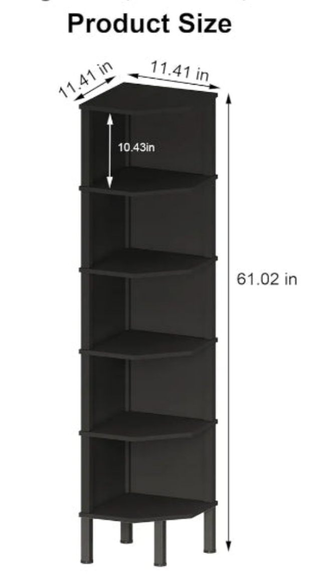 Corner Shelf, Corner Stand Rack, Freestanding Wooden Corner Bookshelf, Plant Display Shelving Unit for Small Space, Living Room, Bedroom, Office (White, 6 Tier)