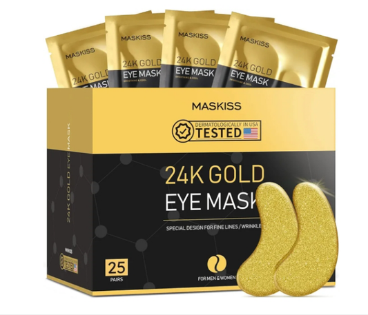 24k Gold Under Eye Patches (25 Pairs), eye mask, Collagen Skin Care Products, Eye Patches for Puffy Eyes, eye masks for dark circles and puffiness