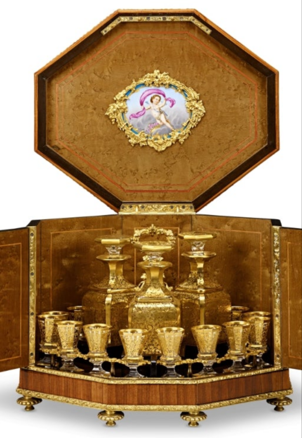 Baccarat Cave à Liqueur with Sèvres Porcelain