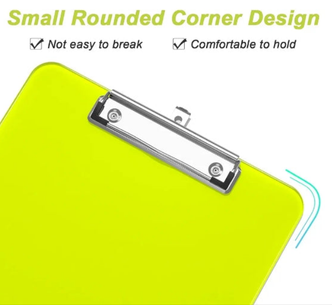 Plastic Clipboards with Low Profile Metal Clip, Translucent Clip Board, 12.5 x 9 Inch Letter Size | Office Supply | back to school