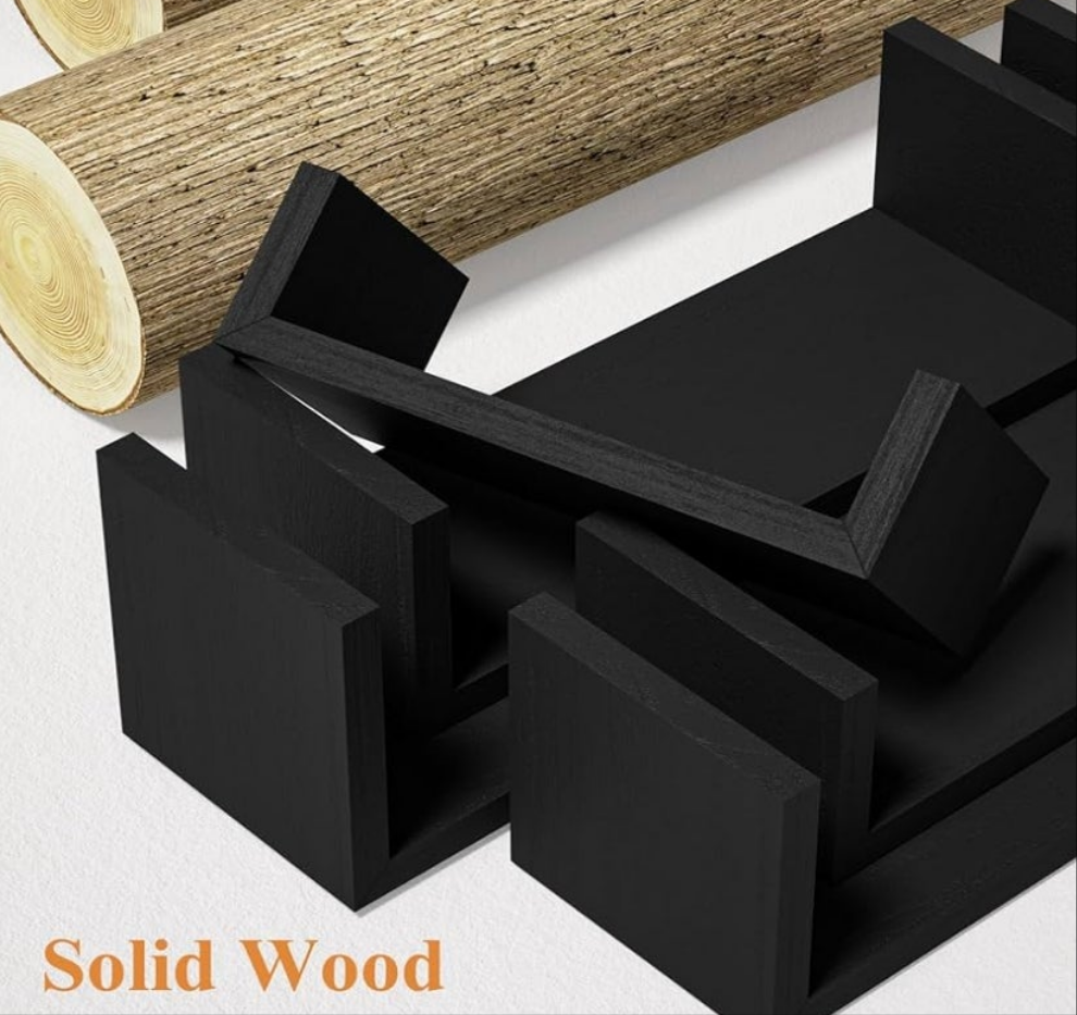 Floating Shelves, Wall Shelves for Bathroom, Bedroom, Living Room, Kitchen, Office, Wood Shelves for Wall Decor Set of 5