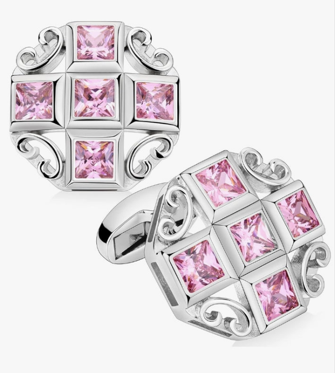 Shiny Cufflinks for Men's Fancy Shirt for Suit, in Gift Box, Matching with Solid Tie in Red White Black Blue Easily,