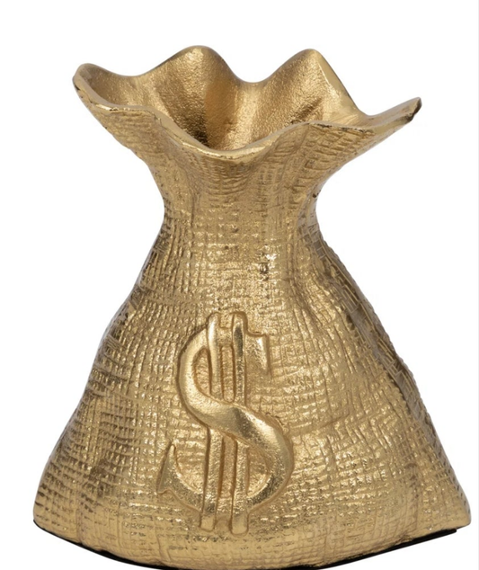 Money Bag Decor Gold Metal Aluminum you can hold stuff inside it money flowers condoms whatever