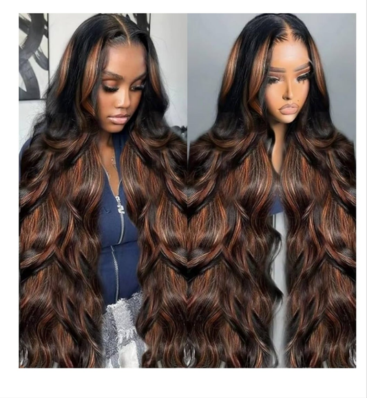 30 Inch Ombre Lace Front Wig Human Hair 210% Density FB/30 Human Hair Wig 13x6 Body Wave Lace Wigs Human Hair Pre Plucked HD Frontal wig For Women Highlight Glueless Wigs