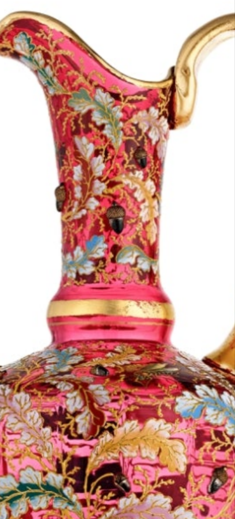 Fabulous Moser Ruby Glass and Enamel Bird Ewer