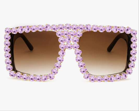 COCOMONEY Square Diamond Sunglasses for Women Retro Fashion Shiny Rhinestone Sun Glasses