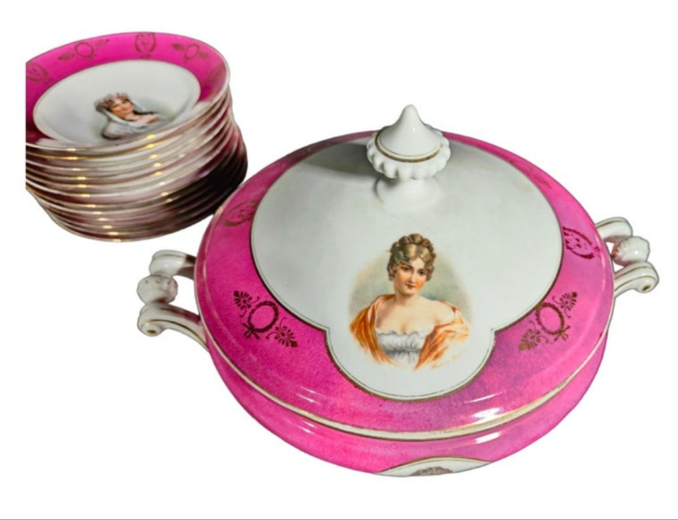 Service, Porcelain Tableware with Napoleon Pirkenhammer, 1880