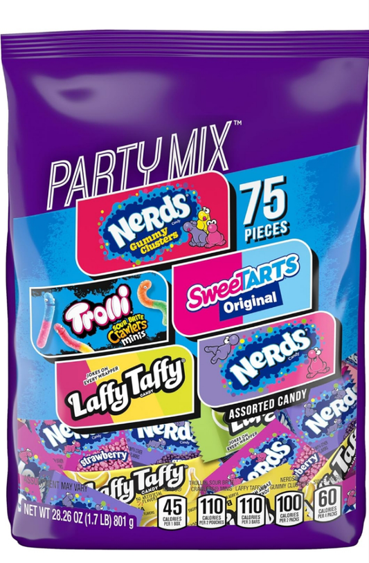 SweeTARTS Variety Party Mix, Individually Wrapped Assorted Candy, 28.6 Ounce (75 Count)