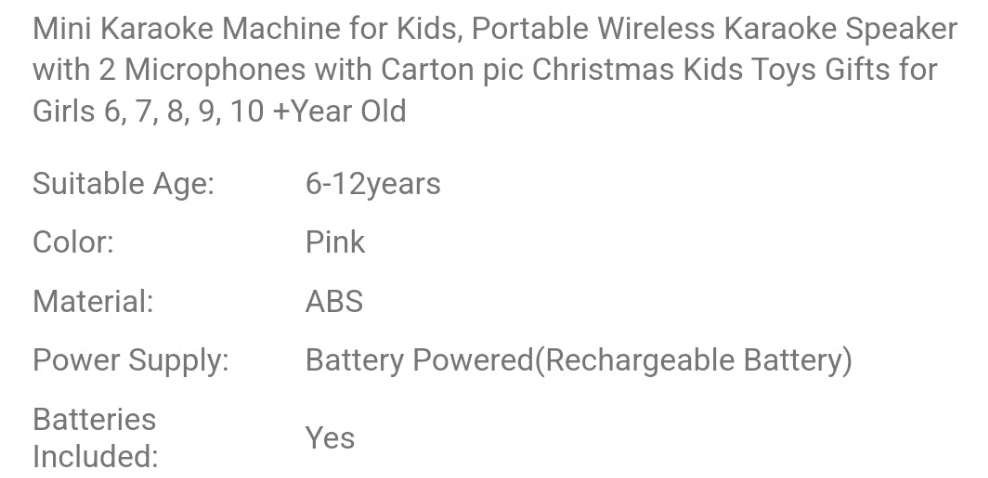 Mini Karaoke Machine For Kids, Portable Wireless Karaoke Speaker With 2 Microphones With Carton Pic Christmas Kids Toys Gifts For Girls