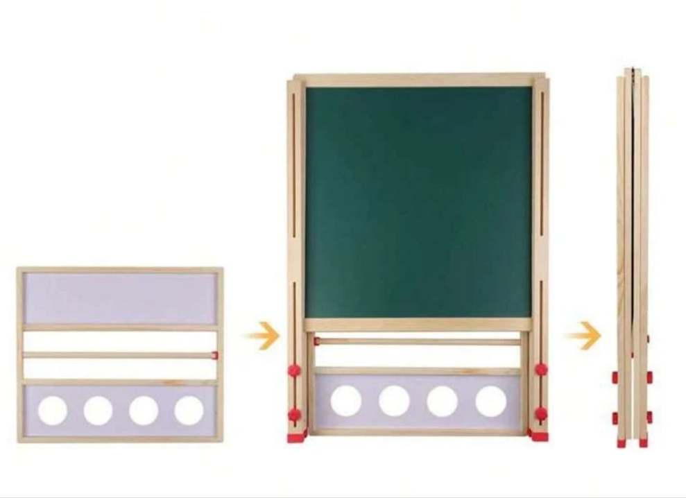 All In One Wooden Art Easel With Magnetic Snap Eraser Set