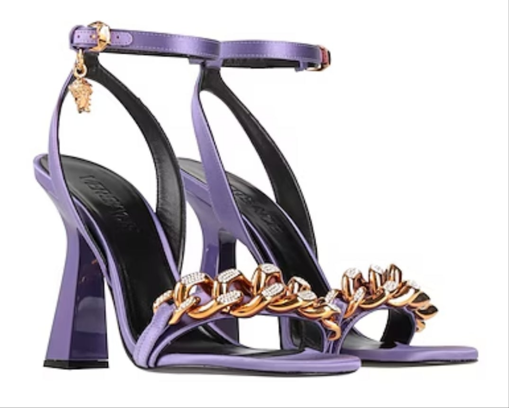 Versace Medusa 110mm Chain High Heeled Sandals
Deep Fuchsia Satin
