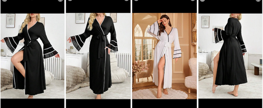 Elegant Lace Color Block Robe