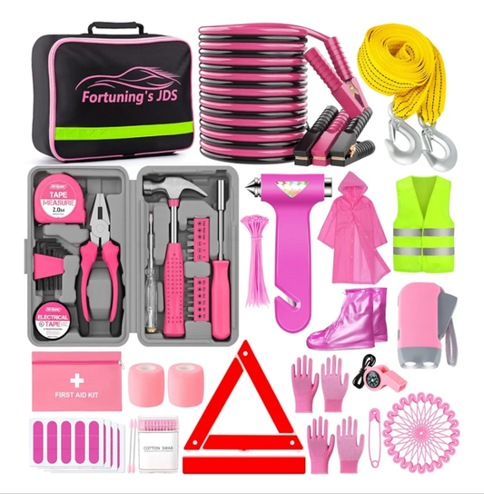 298PCS Roadside Emergency Car Kit- Car Emergency Kit with Jumper Cables, Roadside Emergency Kit for Vehicles, Emergency Car Kit, Car Safety Kits, Gloves,Tow Strap,Tool Kit,Reflective Warning Triangle