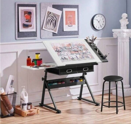 Height Adjustable Art Desk For Adults Tilting Tabletop Drafting Drawing Table