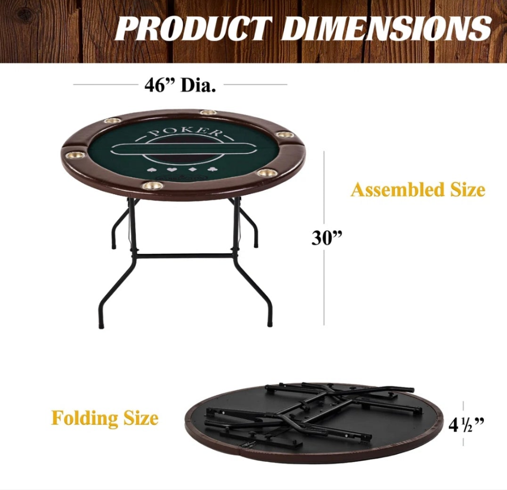 6-person Folding Poker Table With Poker Chips And Card Set