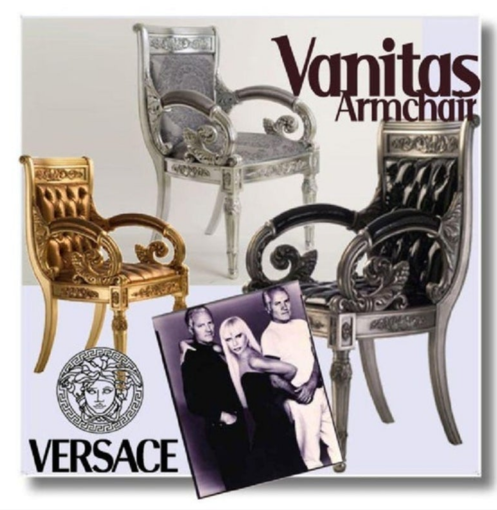 Versace Original Vanitas Gilt Dining Chair Set of 6, Gianni Versace, 1994