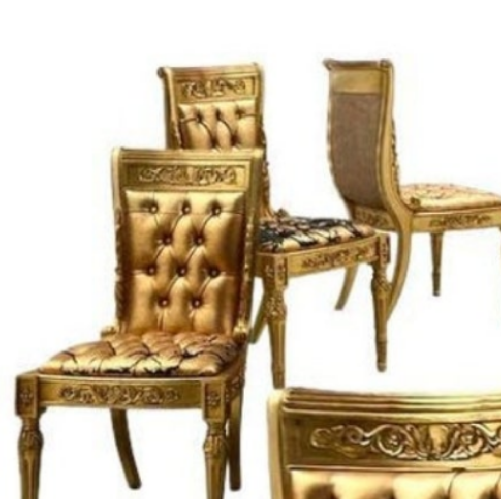 Versace Original Vanitas Gilt Dining Chair Set of 6, Gianni Versace, 1994