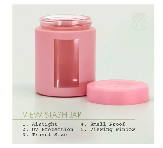 Stash Jar Smell Proof Container (4 oz) Viewing Jars for Herbs, Spices, Coffee, Teas & More, Air Tight Jar, Thick UV Protection Glass, Smell Proof Herb Storage (Set of 4)