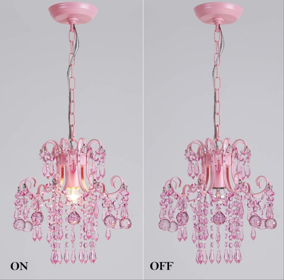 Crystal Chandelier, Modern Pink Chandelier,Small Hanging Light Fixture For Dressing Room Bathroom Clothing Store Salon Bedroom Dining Room Kitchen