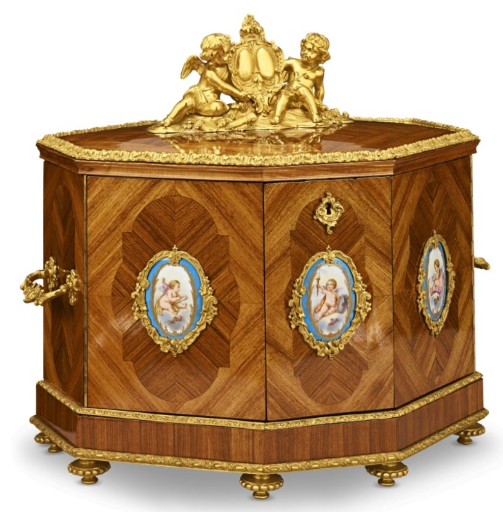 Baccarat Cave à Liqueur with Sèvres Porcelain