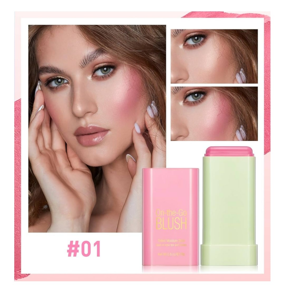Blush Stick for Cheeks - Cream Makeup Blush Wand, Solid Moisturizer Stick for Cheeks Tint, Natural Blendable Waterproof Korean Matte Long-Lasting Smooth Blushes