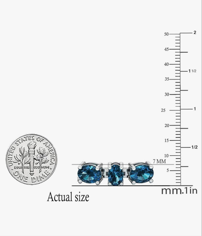 Oval Genuine Blue Topaz Ladies Tennis Bracelet, 925 Sterling Silver