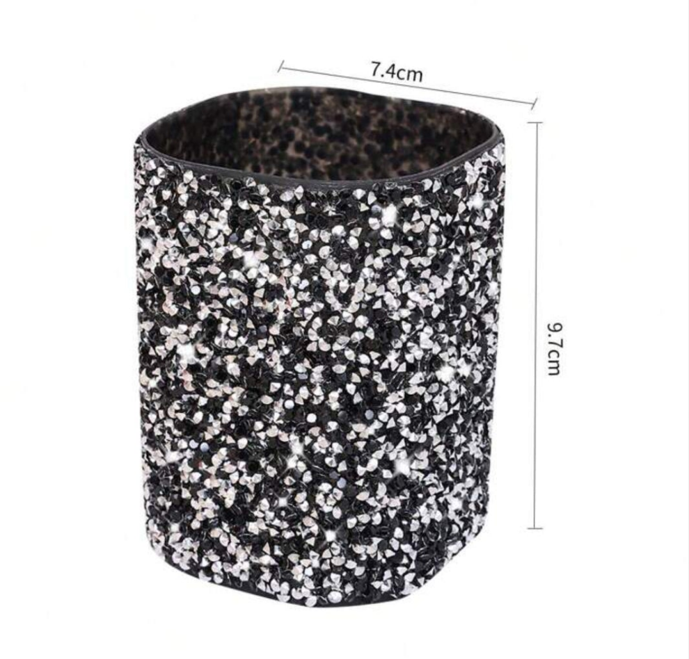 1pc Rhinestone Decor Pen Holder Multi-Functional Desktop Storage Box For Makeup Brushes, Luxury Home Decor