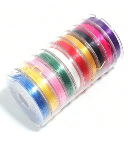 10 Rolls 0.8mm Elastic Crystal Beading Thread String Cord For DIY Bracelet & Necklace Making, 10mroll