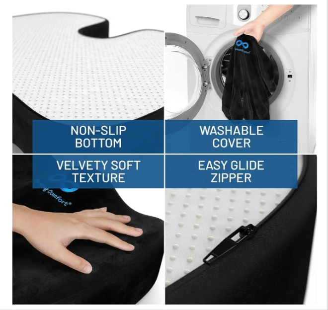 Doctor Recommended Memory Foam Seat Cushions for Office Chairs - HSA FSA Eligible Tailbone Pain Relief Cushion, Sciatica & Back Support, Office Chair Cushion & Car Seat Cushion