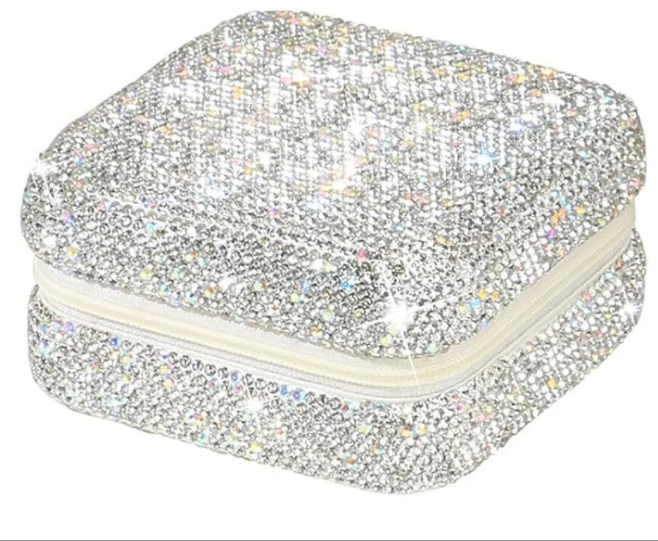 Bling Jewelry Organizer, Travel Jewelry Case Organizer Portable Small Jewelry Storage Box Shining Jewelry Holder