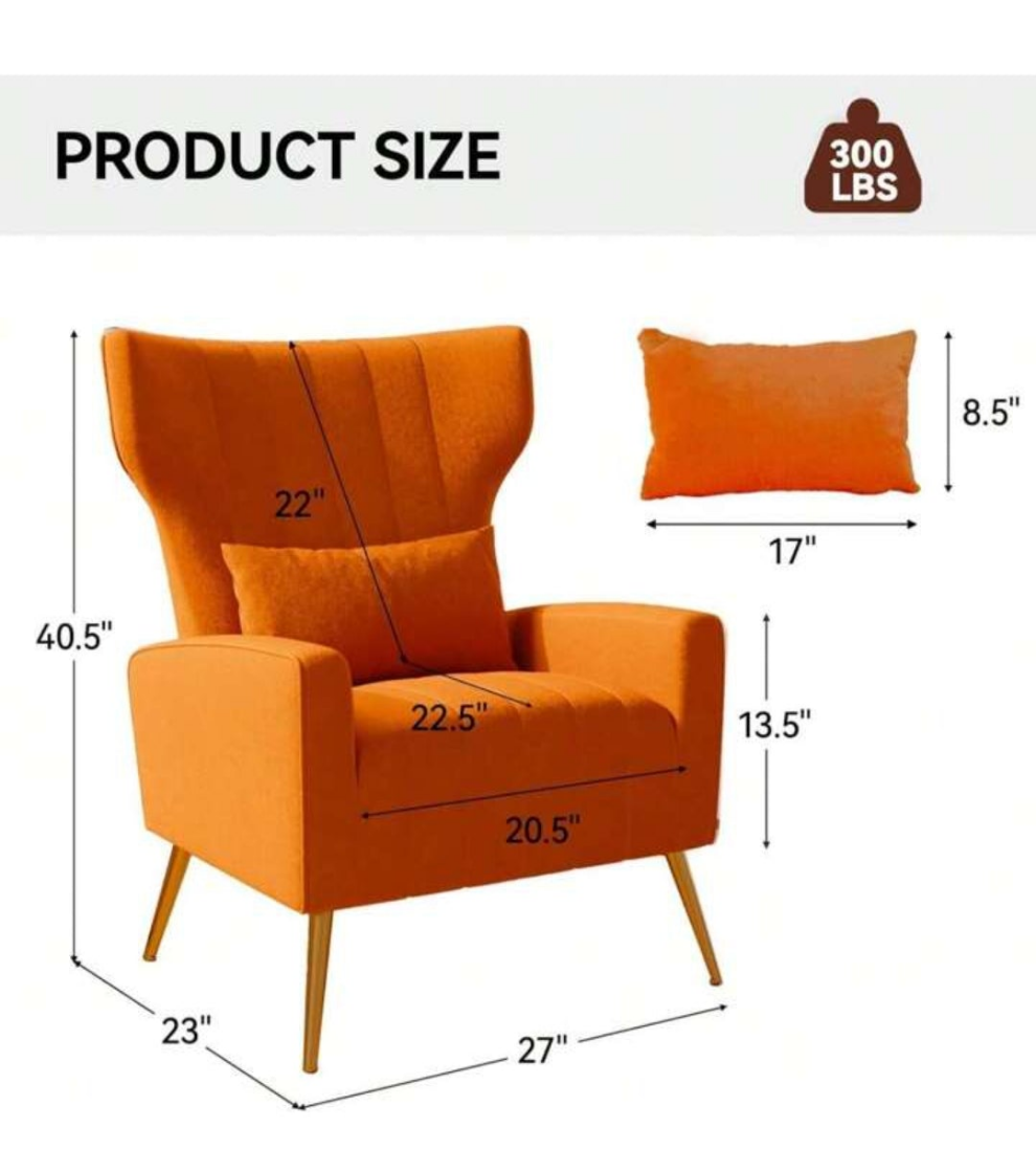 1Pc Modern Velvet Armchair With High Back,Upholstered Accent Chair For Living Room Bedroom