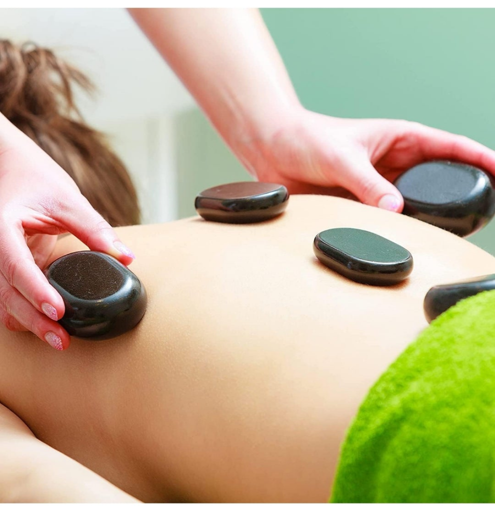Personal Large Massage Stone Set Basalt Hot Rocks Stones, 2.36 In 3.15 In,Black,6 Count