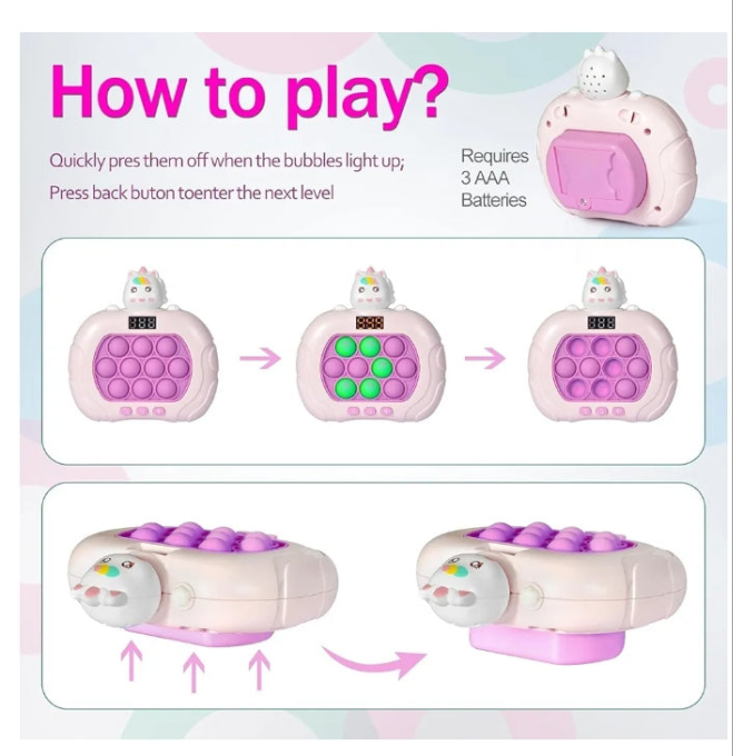 Blackma Fast Push Game Pop Fidget Toys for Kids Adults, Handheld Puzzle Game Sensory Toys with LED Screen, Quick Push Light Up Game Gifts for 3-and up