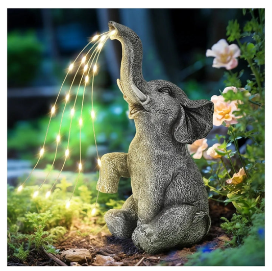 Elephant Statue Solar Garden Decor, Birthday Gifts for Women, Gifts for Mom Grandma Senior Eleder, Outdoor Elephant Decor Ornament for Balcony, Garden, Patio, Yard, Lawn (Stay On Mode Only)