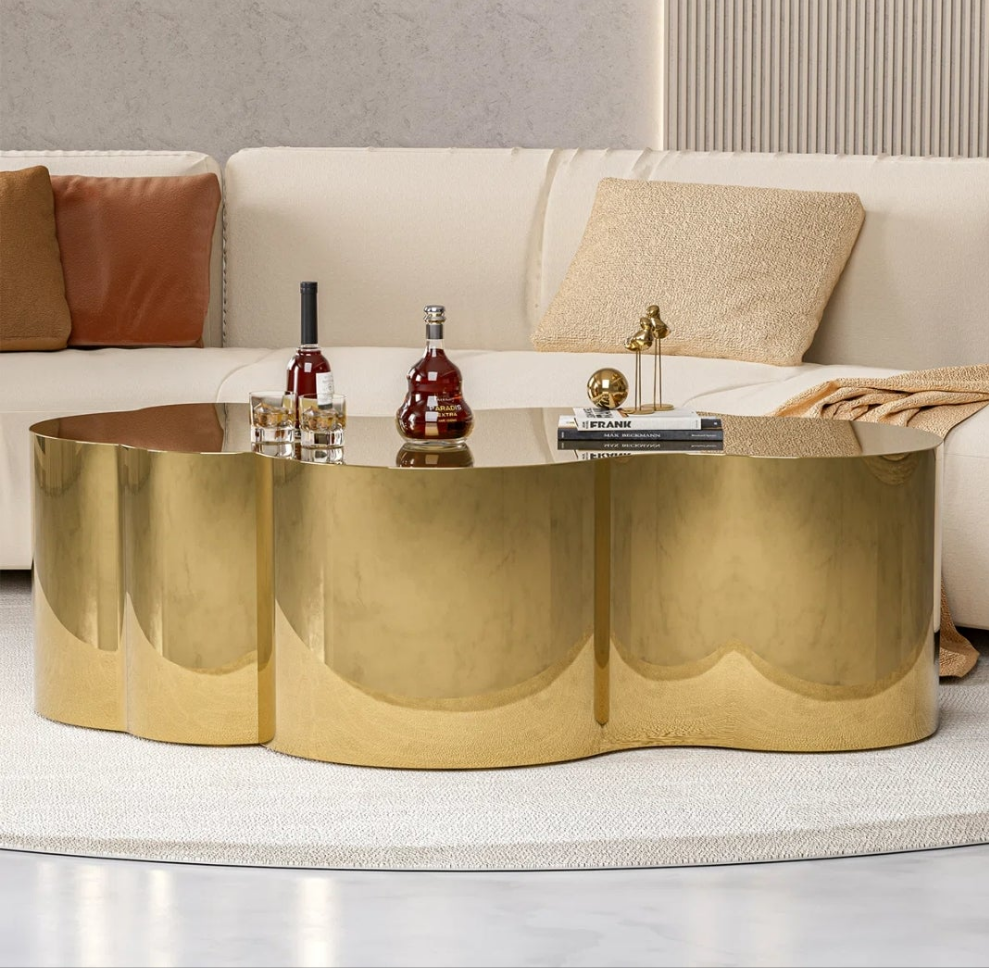 Gold Stainless Coffee Table, Small/Large Cloud Fashion Design
