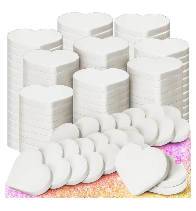 100 PCS Pink Makeup Sponge, Cosmetic Sponge Heart Shape Foam Pad Eye Facial Powder Puff, Beauty Makeup Foundation Powder Blender for Women Lady All Skin Types Wet and Dry Dual Use