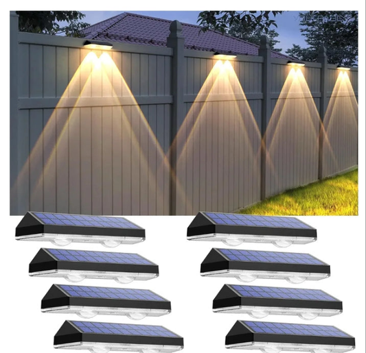 Solar Fence Lights Outdoor - 2700/4000/6000K 3 Mode, IP65 Waterproof Fence Solar Lights Outdoor, Solar Deck Lights for Outside, Backyard/Railing/Step/Patio/Deck Fence/Stair Railings and Wall (8 pack)