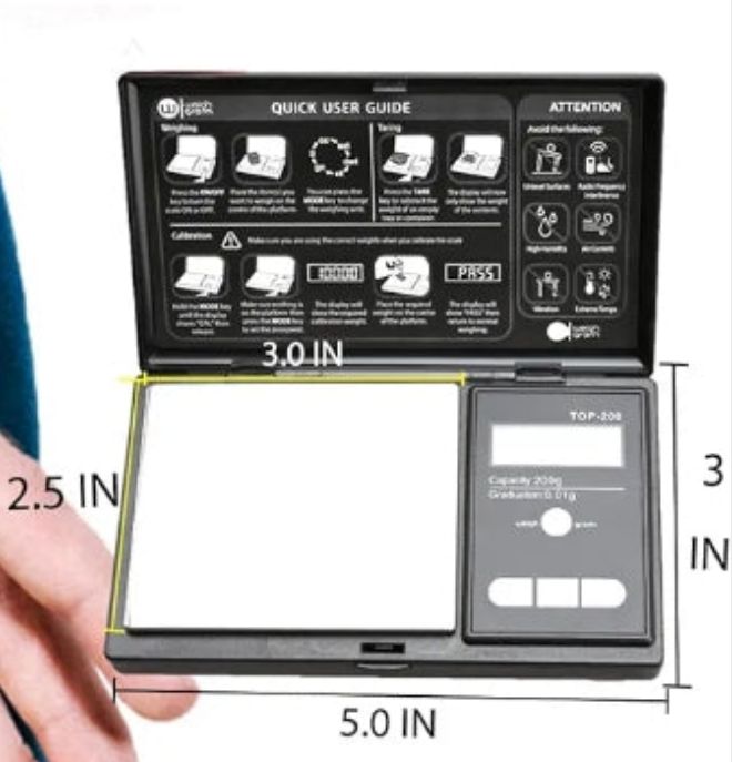 200g Digital Pocket Gram Scale 0.01g Accuracy, 200g x 0.01g Mini Digital Grams Scale, Small Food Scale, Jewelry Scale, Ounces Grains Scale With100g Calibration Weight