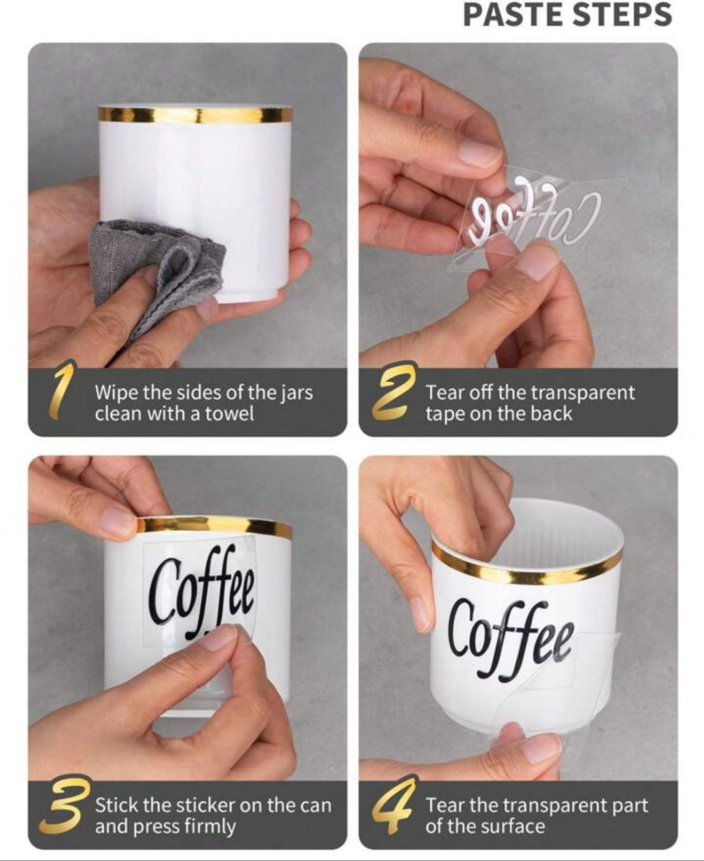 4pcs Coffee Canister Set, Multi-Purpose Storage Jars For Coffee, Tea, Sugar, Decorative Cream & Sugar Sets With Lids, Kitchen Jars Coffee Sealed With Tray