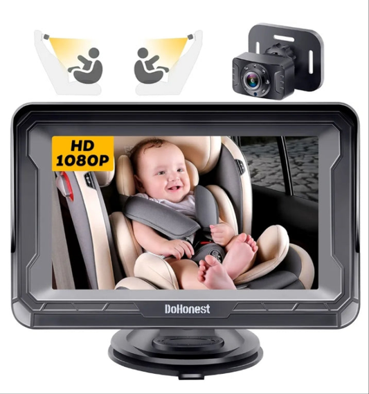 Car Camera for Backseat: HD 1080P Easy Setup Carseat Camera Rear Facing Infant - Crystal Night Vision 360° Rotating Baby Car Monitor for Kids - V33