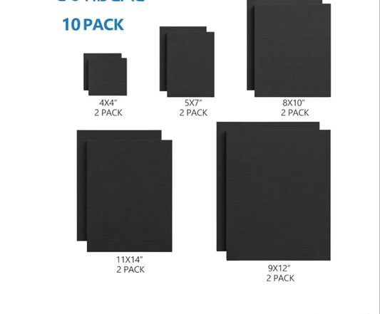 10Pcs Black Stretched Canvases for Painting, Multi Pack 4x4", 5x7", 8x10",9x12", 11x14" Set of 10, Primed 100% Cotton Artist Blank Canvas Boards for Painting, Acrylic Pouring, Oil Paint Art