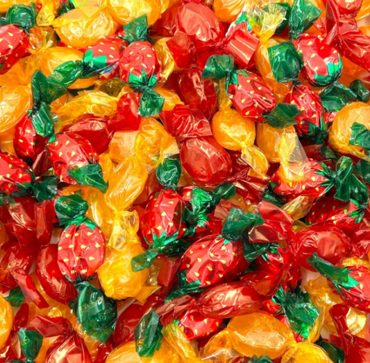 Hard Candy Assortment - Butterscotch, Cinnamon, Strawberry Bon Bons (1 Pound Bag - Approx. 85 Count)