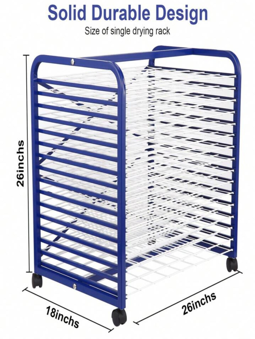 Art Drying Rack With 4 Lockable Wheels - Metal Art Storage Rack Art Organizer For Art Studio, Artwork, Craft Room And Desktop, Blue