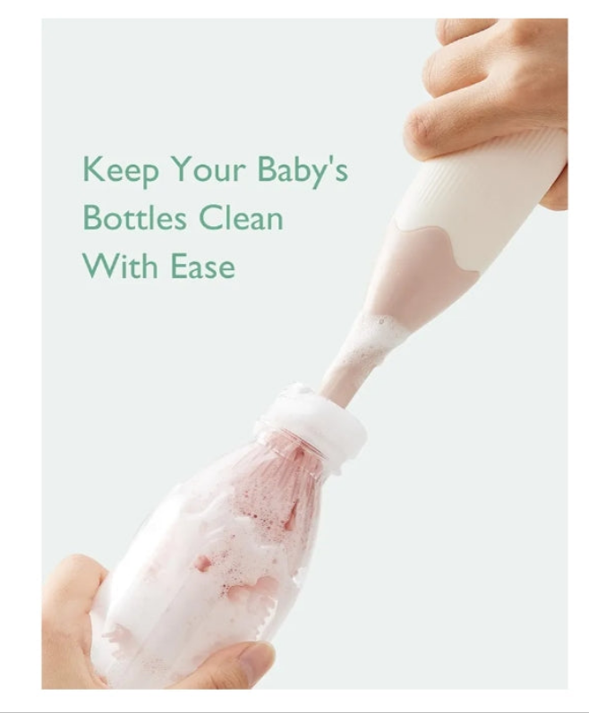 Bottle Brush Kit, Innovative Push-Press Design for Better Cleaning - Baby Bottle Cleaner Brush for Baby Bottle, Breast Pumps, Nipples, and More - Can Generate Foam for Better Cleaning