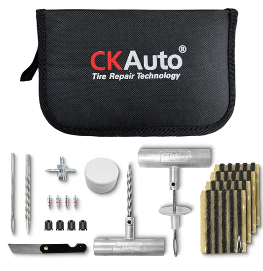 CKAuto Universal Tire Repair Kit, Heavy Duty Car Emergency Tool Kit for Flat Tire Puncture Repair, 36 Pcs Value Pack, Tire Plug Kit fit for Autos, Cars, Motorcycles, Trucks, RVs, etc.