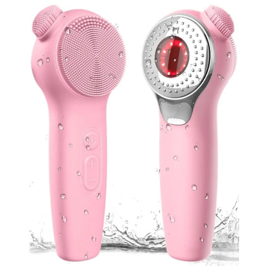 Facial Cleansing Brush Face Scrubber, Silicone Electric Deep Cleaning Exfoliating Brush with Nose Scrub Blackhead Remover, Waterproof Rechargeable Thermal Massager Skin Care Routine Men Women